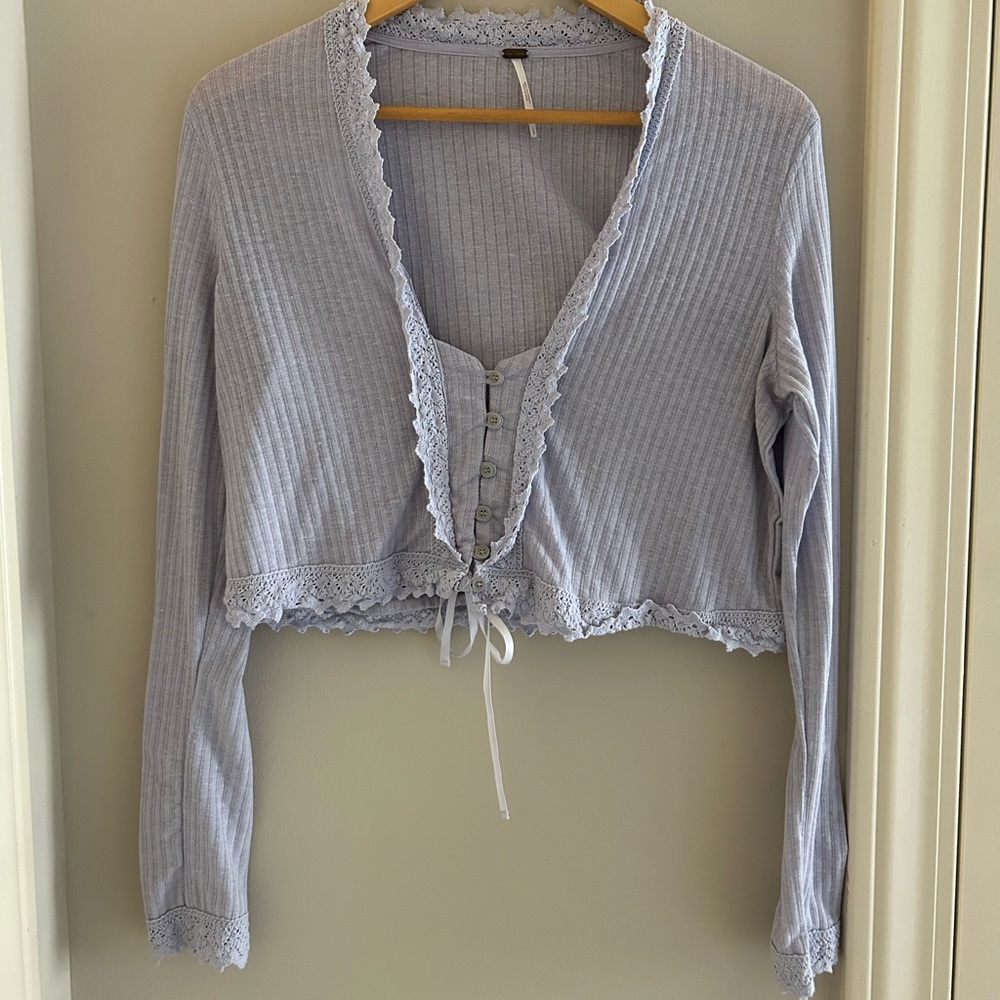 Free People lilac lace crop top